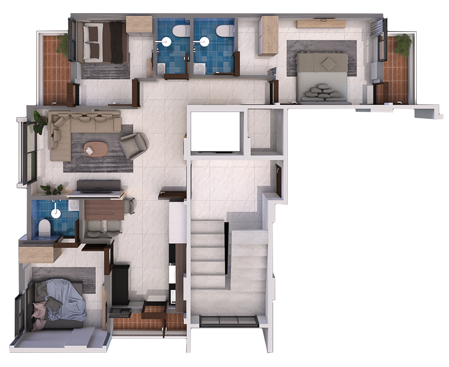 3 BHK Top View